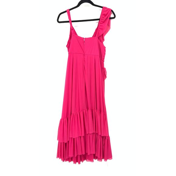 Torrid Midi Mesh Ruffle Surplice Dress Womens Size 0X Hot Pink - Picture 2 of 6